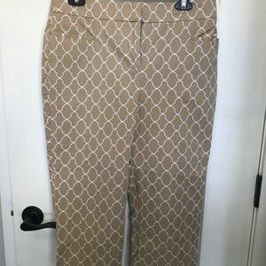 Ann Taylor Factory Petite Tan Geometric Pattern Crop Pants